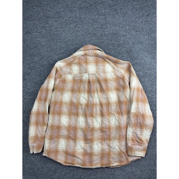 Rip Curl Shirt Mens Medium Tan Brown Plaid Flannel Button Front Long Sleeve Soft - Picture 7 of 7